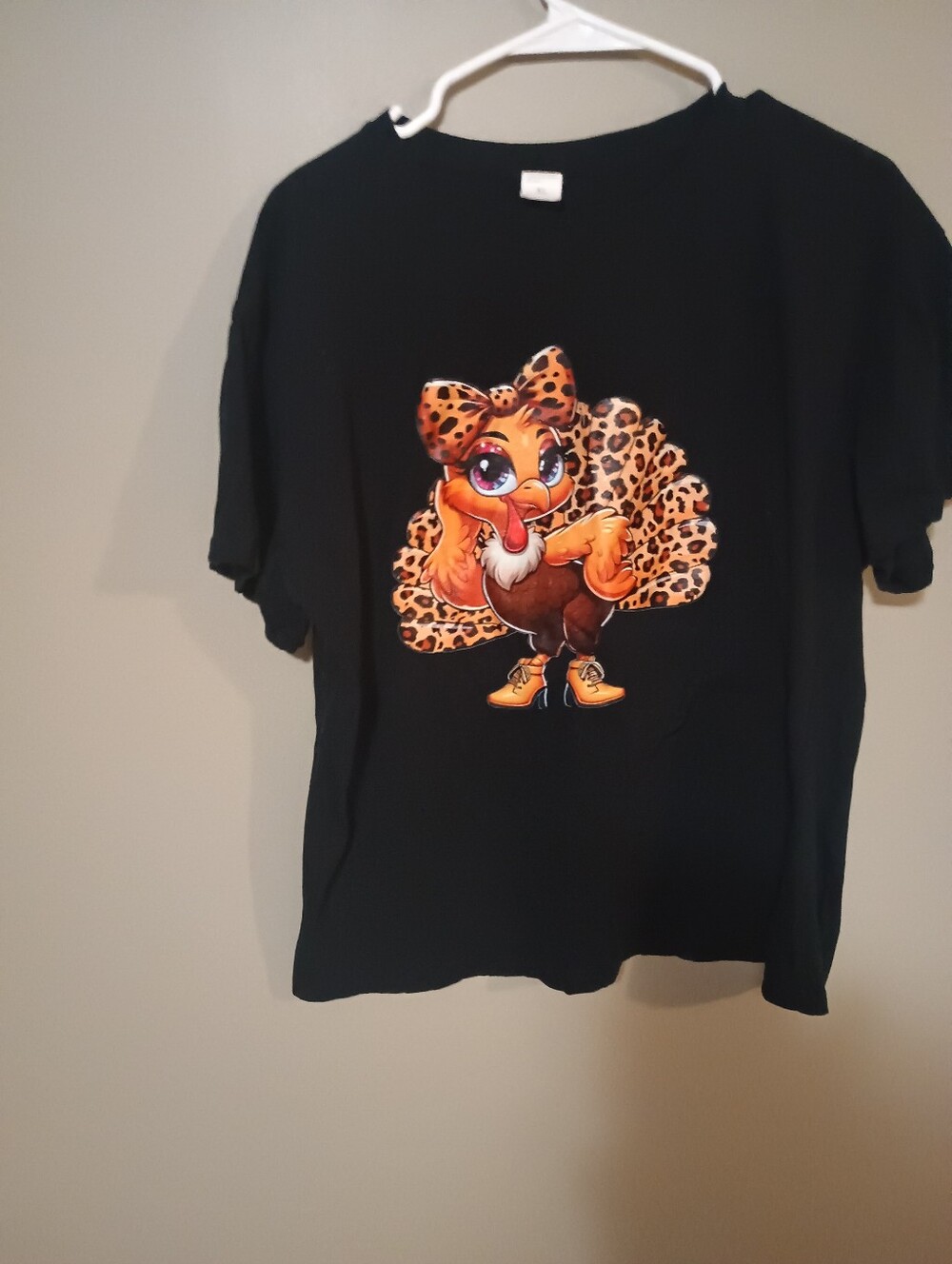 Fun Turkey Leopard Print Graphic T-Shirt